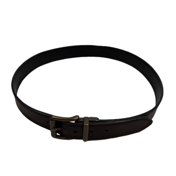 Columbia Mens Leather Belt Size 36 Brown Classic Top Stitching Metal Hardware - Picture 1 of 8
